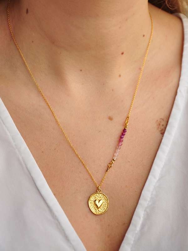Naszyjnik walentynkowy kwarc różowy