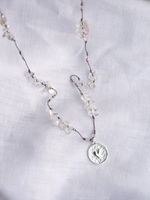 Naszyjnik regulowany Serce z kryształem górskim - srebrny