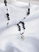 Naszyjnik regulowany Serce z czarnym turmalinem - srebrny