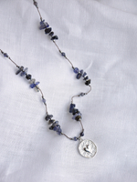 Naszyjnik regulowany Serce z iolitem - srebrny