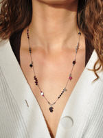 Naszyjnik BALI z granatu, rubinu, szafiru, iolitu i czarnego turmalinu - srebrny